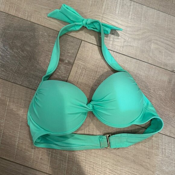 TAHITI WOMENS SMALL BIKINI TOPS GREEN AND STRIPED 2 SWIM TOPS - Picture 5 of 7